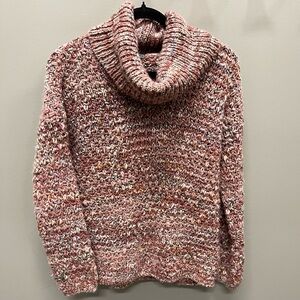 Cozy Marled Turtleneck Sweater in Pink